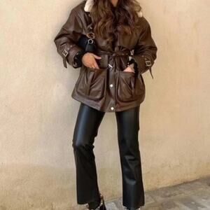 Zara Faux Leather Mini Flared Cropped Pants Size 6 NWT